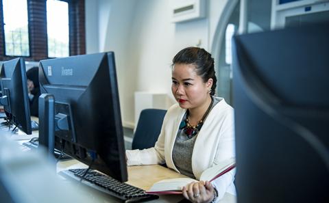 A student at a computer